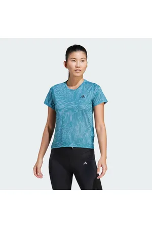 adidas Run Icons 3 Bar Logo Allover Print Running Tee Women XL