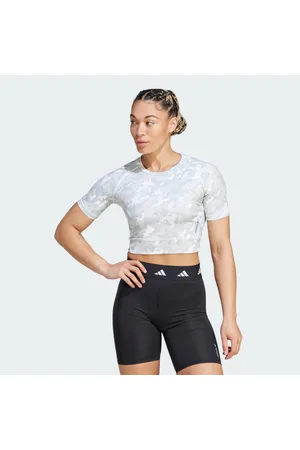 adidas Techfit Camo Print Crop Training Tee Women XS