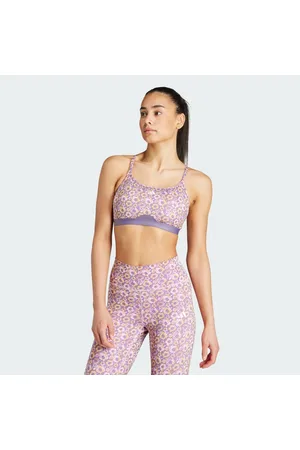 adidas Aeroreact Training Light-Support Bra Floral Print Women XS D-DD