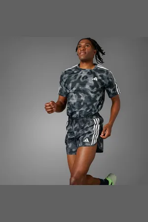 adidas Own the Run 3-Stripes Allover Print Shorts Men L