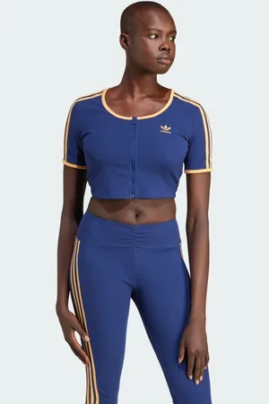 adidas Originals Rib Short Sleeve Full-Zip Top Women S