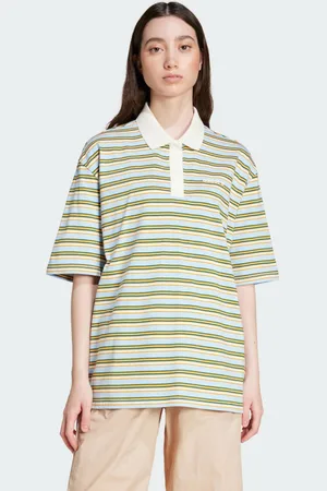 adidas 80s Oversized Stripe Polo Shirt Women M