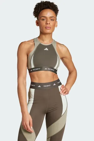 adidas TECHFIT Medium-Support High-Neck Colorblock Bra Women XL C-D