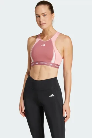adidas TECHFIT Medium-Support High-Neck Colorblock Bra Women L C-D