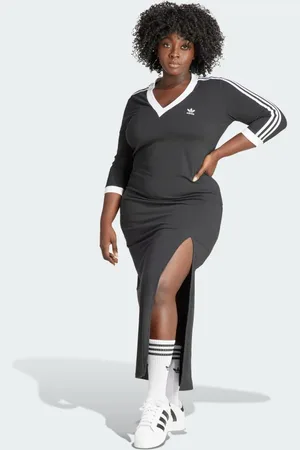 adidas Adicolor Classics 3-Stripes V-Neck Maxi Dress (Plus Size) Women 3X