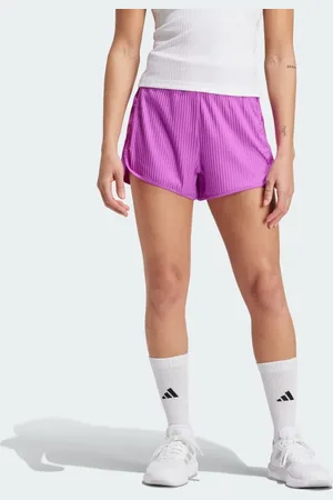 adidas Pacer All Gym Seasonal Rib High-Rise Tonal 3-Stripes Shorts Women L