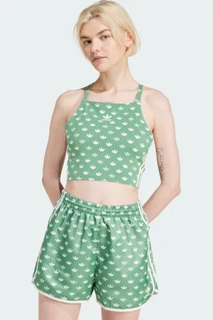 adidas Monogram 3-Stripes Crop Top Women L