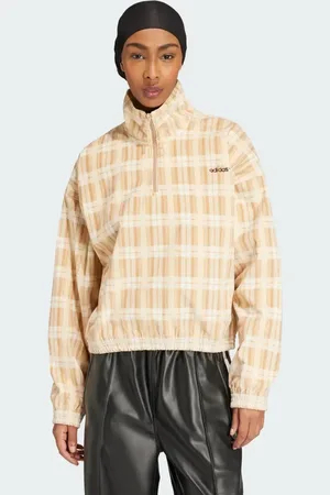 adidas Corduroy Tartan 1/2 Zip Top Women M