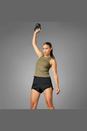 adidas Pacer All Gym Seasonal Rib High-Rise Tonal 3-Stripes Shorts Women M