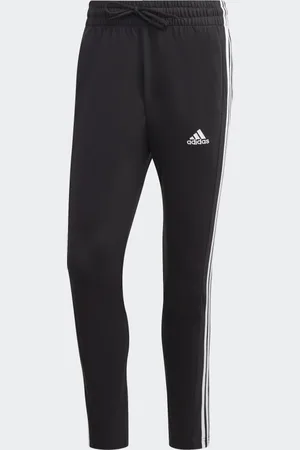 adidas Essentials Single Jersey Tapered Open Hem 3-Stripes Pants Men XS