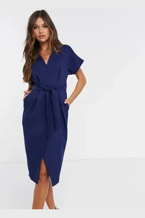 Closet Wrap tie midi dress in
