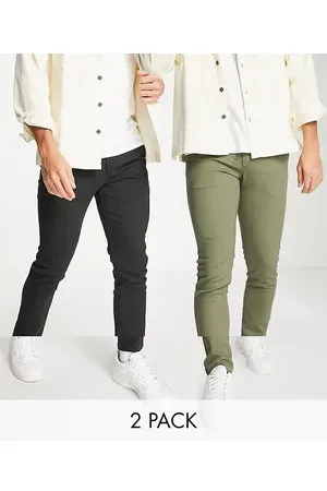JACK & JONES Intelligence 2 pack slim tapered chino in dusty olive & black