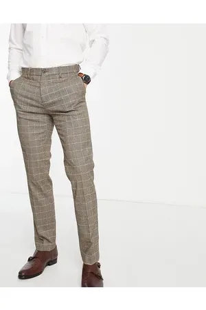 River island mens check hot sale trousers