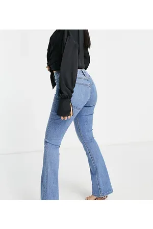 ASOS DESIGN lift and contour power stretch flared jeans in clean black