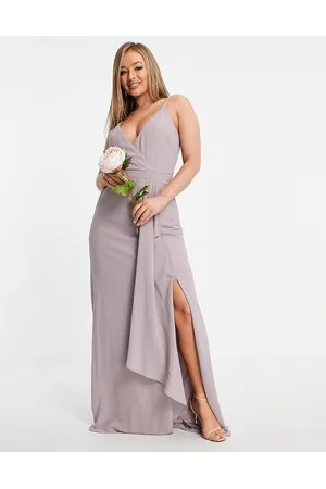 Bridesmaid exclusive cami wrap maxi 2024 dress with fishtail in sage