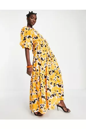 SELECTED Femme smock maxi dress in bright floral print