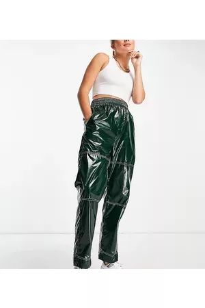 COLLUSION High shine nylon joggers with contrast stitch