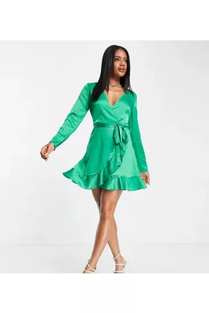 Missguided Satin wrap mini dress in bright
