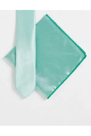 Bolongaro Skinny tie and pocket square set in sage
