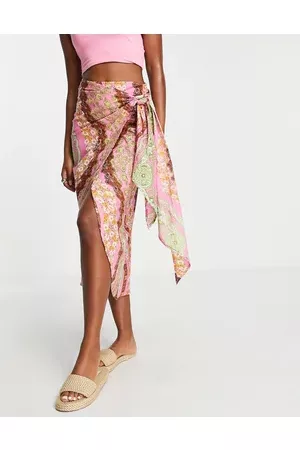 ASOS Sarong wrap midi skirt in mixed paisley floral