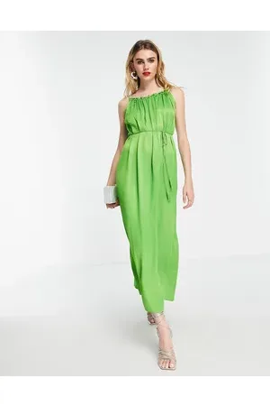 & OTHER STORIES Volume maxi cami dress with braided belt in crinkle satin