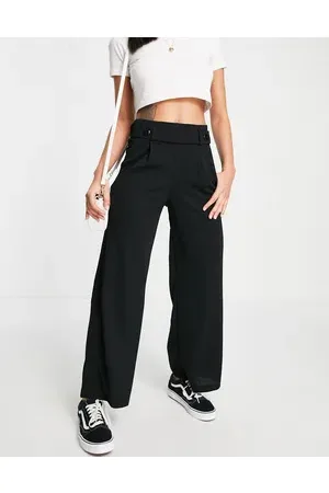 JDY Button detail wide leg dad trousers in