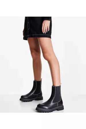 Dune Wide Fit Dune London Wide Fit chunky sole chelsea boots in leather