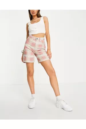 Kickers High waisted combat mom shorts in check denim