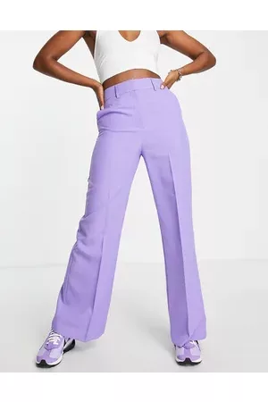 ASOS Relaxed wide leg flare trousers in lilac