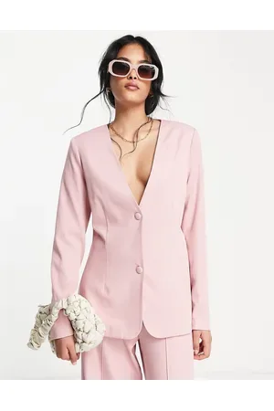 Lola May Open back blazer with button detail in