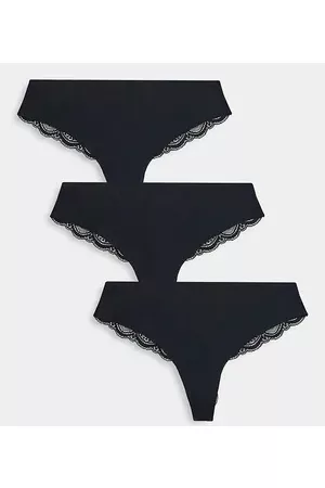 ASOS ASOS DESIGN Curve 3 pack knicker in no VP & lace in
