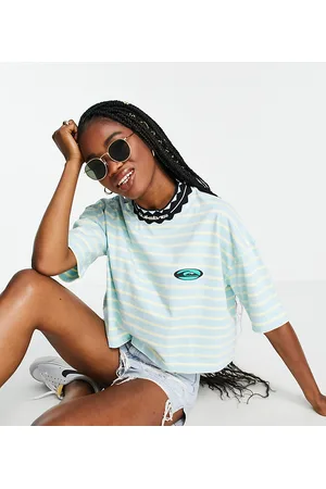 Quiksilver 90's striped cropped t-shirt in Exclusive at ASOS