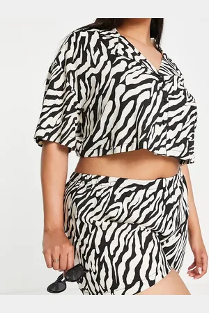ASOS Curve co ord beach shorts in zebra print