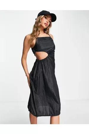 Motel Y2K utility cami midi dress with cut out side in parachute fabric