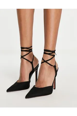 ASOS Prize tie leg high heeled shoes in