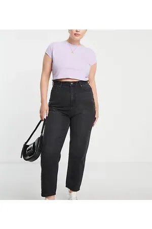 DTT Emma super high waisted mom jeans in mid wash blue