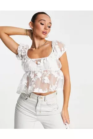 ASOS Women Nightdresses & Shirts - Sheer floral jacquard baby doll top in