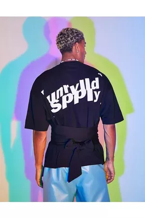 ASOS ASOS Unrvlld Spply extreme oversized t-shirt with logo prints and waist tie in