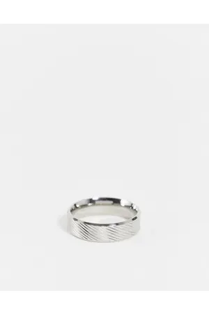 ASOS Waterproof stainless steel band ring with horizontal emboss in tone
