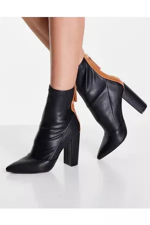 Qupid Glam pointed ankle boots with block heel in