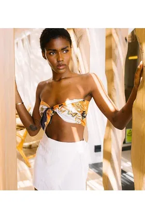 Labelrail X Eva Apio scarf print bandeau top in