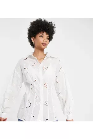 Missguided Broderie corset shirt in