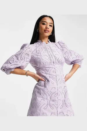 Forever New Lace empire waist mini dress in lilac
