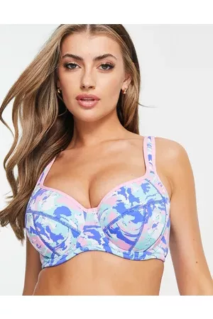 Pour Moi Fuller Bust Energy Reach underwired lightly padded sports bra in bright marble print