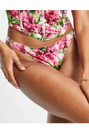 Pour Moi Couture satin thong in floral print