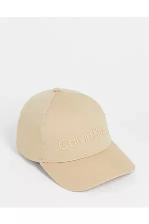 Calvin Klein Men Caps - Cotton large logo cap in beige - BEIGE