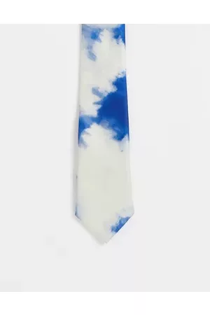 ASOS Slim tie with cloud design in - LBLUE