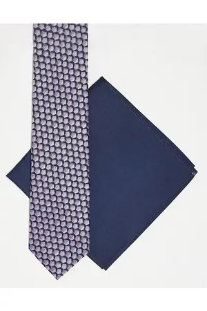 ASOS Men Pocket Squares - Slim tie and pocket square in pink and navy geo