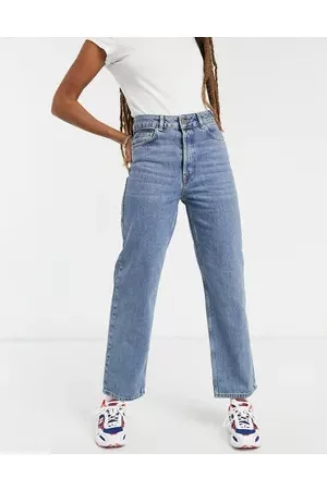 SELECTED Femme Kate cotton straight leg jeans with high waist in - MBLUE