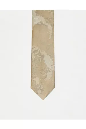 ASOS DESIGN Slim tie in oversized gold and silver floral